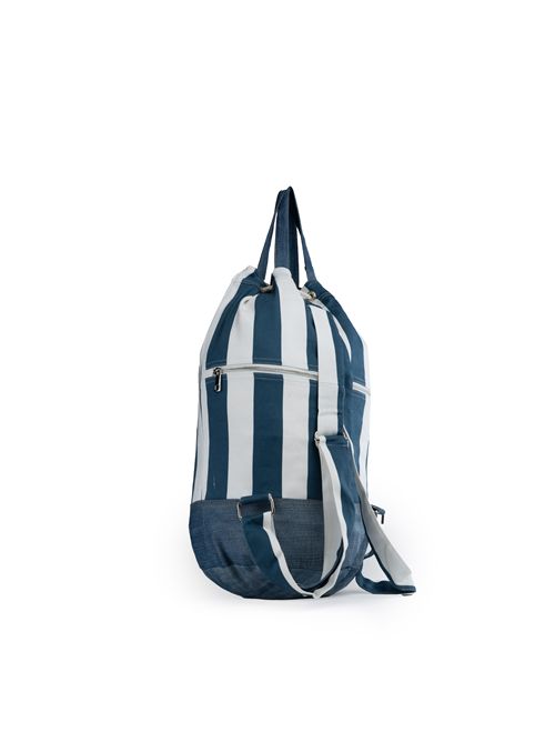Zaino da spiaggia con stampa a righe Bianco/Denim Mc2 Saint Barth | BEACH BACKPACK01467H STRIPES POP V 61 EMB